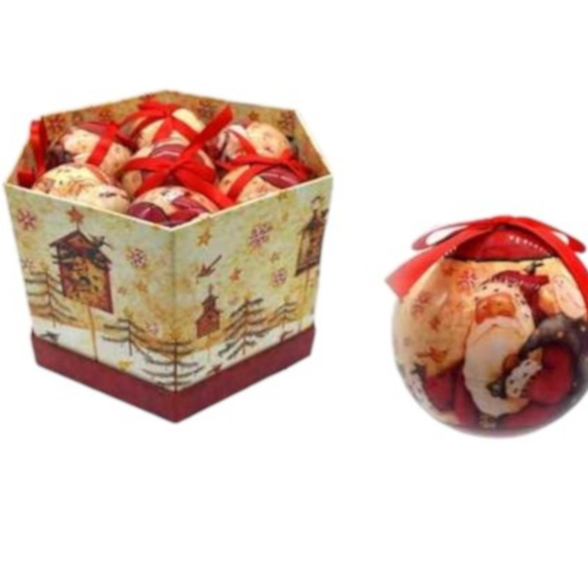 OEM - PACK 14 BAMBALINAS NAVIDEÑAS DISEÑO SANTA 8CM