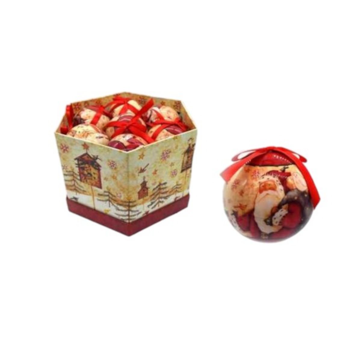 OEM - PACK 14 BAMBALINAS NAVIDEÑAS DISEÑO SANTA 8CM