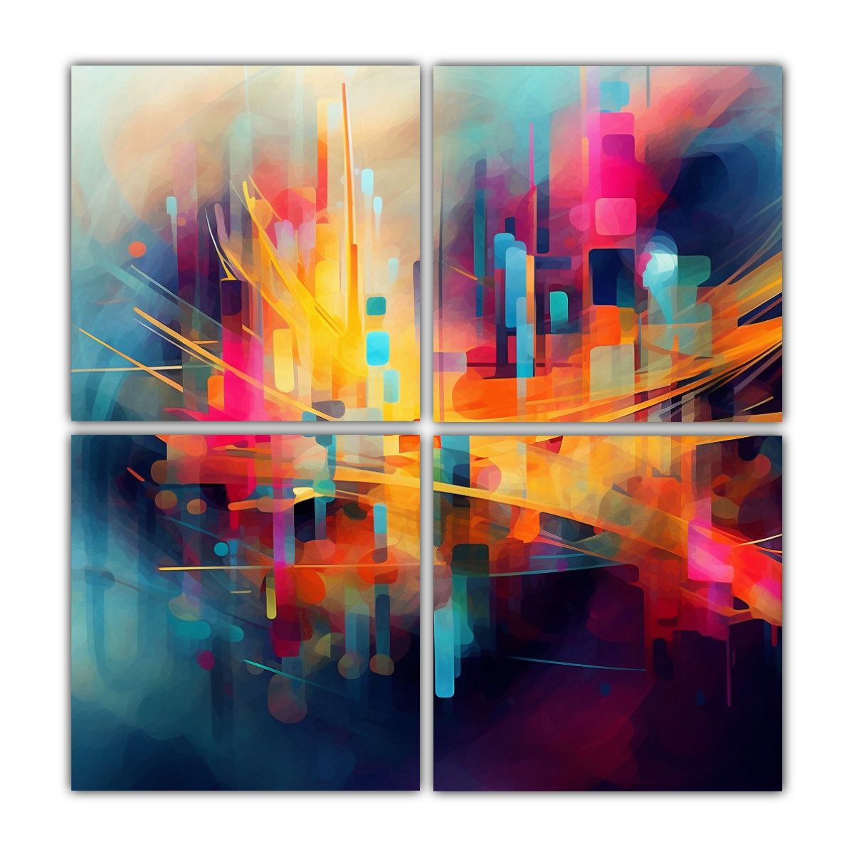 GENERICO - Pinturas Digitales Abstractas Alegres De Alta 80x80 Cm