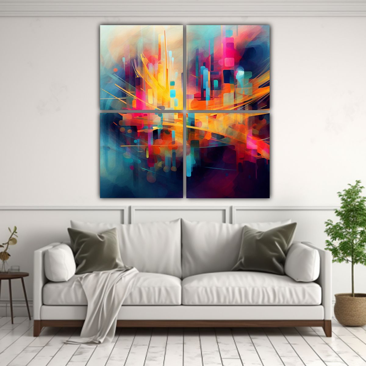 GENERICO - Pinturas Digitales Abstractas Alegres De Alta 80x80 Cm