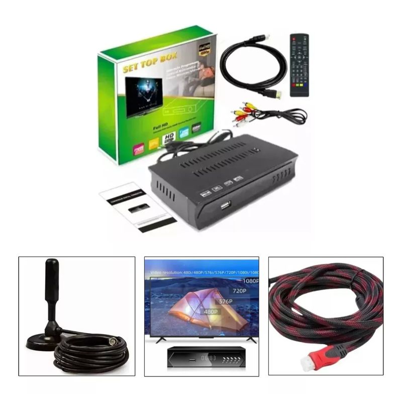 KUANGYE - Decodificador Tv Digital Hd Mas Antena Hd Y hdmi Kit Completo