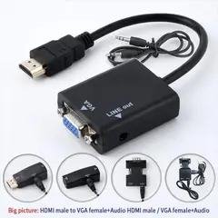 GENERICO - Hdmi macho a hembra Vga REPRODUCTOR DE ORDENADOR