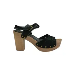 PAND G - Sandalia Negra Taco Alto
