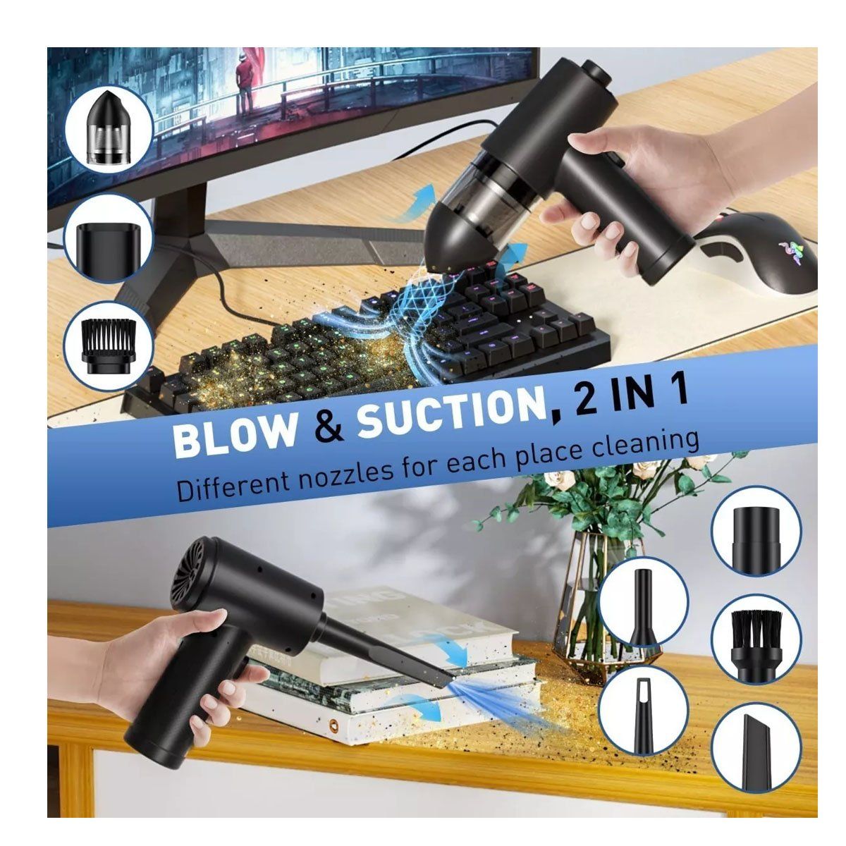 EVERSO - Aspiradora Inalámbrica Alta Potencia Recargable Accesorios