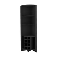 FMFURNITURE - Bar Esquinero 8 Botelleros Y Portacopas Fm-002N - Negro