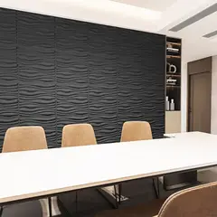 MERCAR RAY - Panel Decorativo 3D PVC Negro 3m² 12 paneles 50x50cm