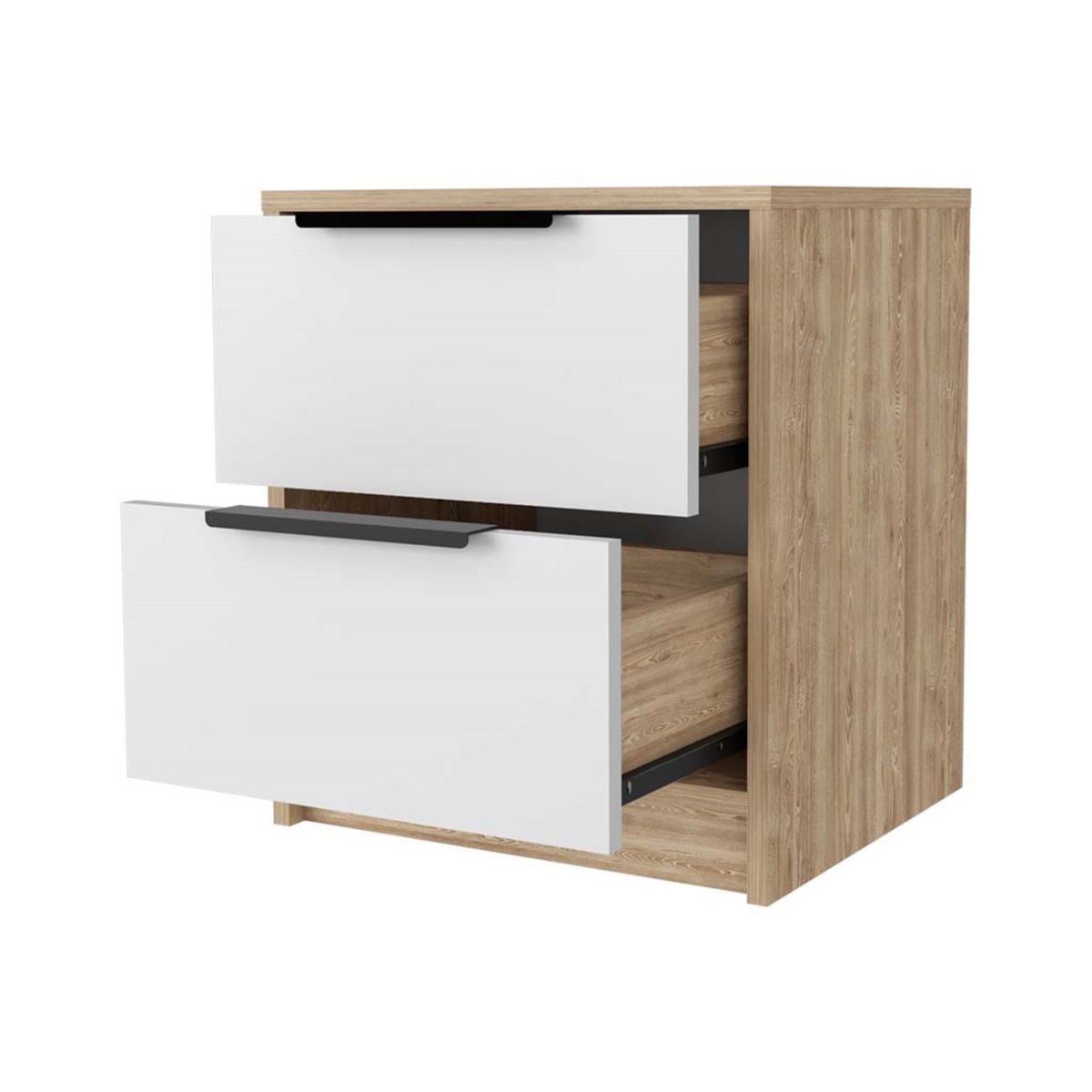 FMFURNITURE - Velador 2 Cajones - Café Claro 48x41x36.3 cm