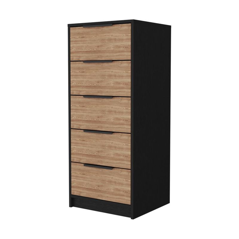 FMFURNITURE - Comoda 5 Cajones - Negro 107.8x45x41.3 cm
