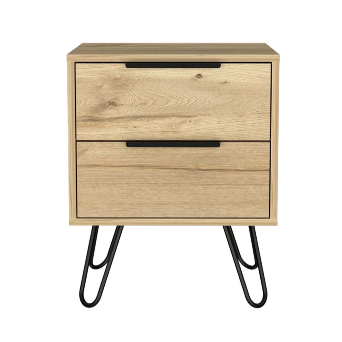 FMFURNITURE - Velador 2 Cajones - Café Claro 57x45x34.8 cm