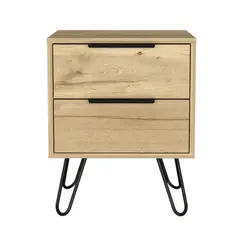 FMFURNITURE - Velador 2 Cajones - Café Claro 57x45x34.8 cm