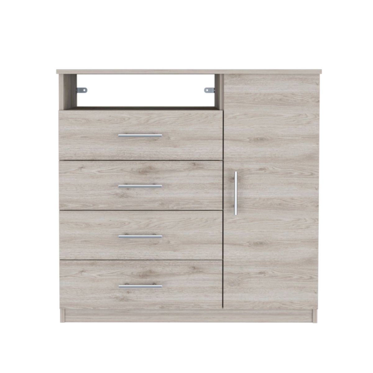 FMFURNITURE - Comoda TV 40" 4 Cajones 1 Puerta Café Claro 88.6x91x45.8 cm
