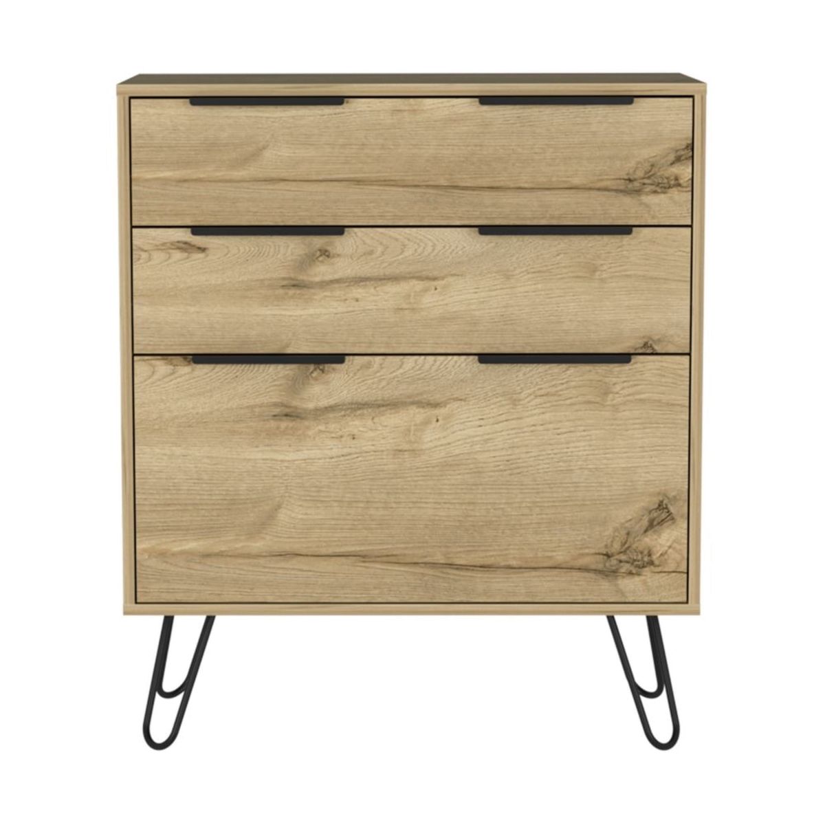 FMFURNITURE - Comoda 3 Cajones Dobles - Café Claro 90.3x76.5x35 cm