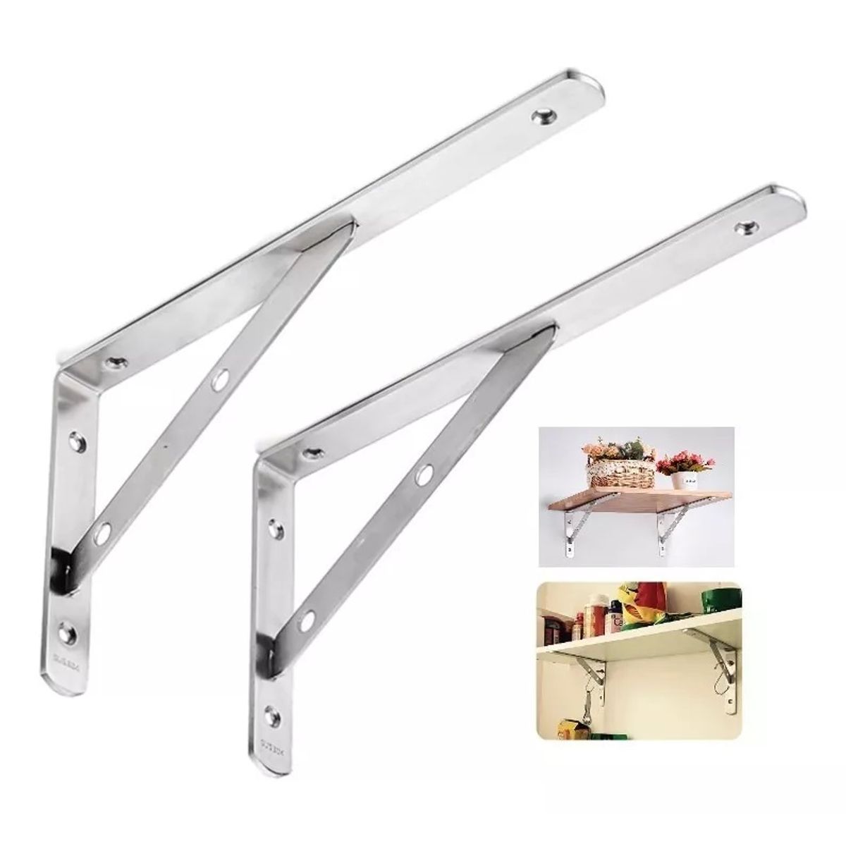 GENERICO - Soporte Escuadra Repisa Colgador 20 cm 1 Par Inoxidable