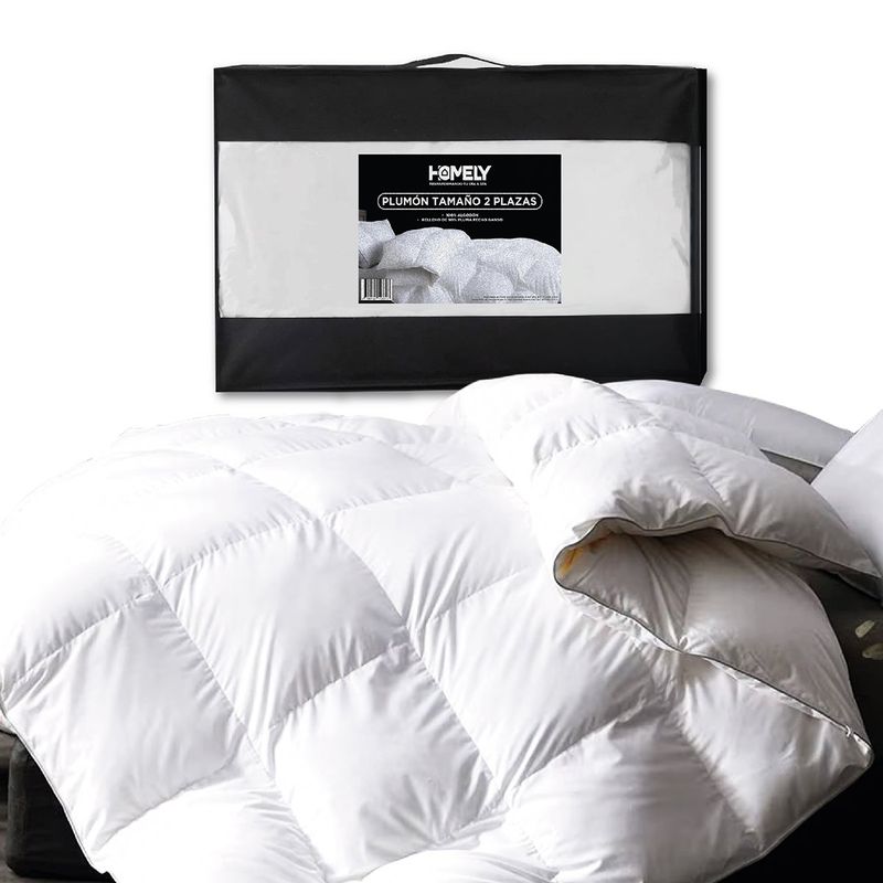 HOMELY - Cubrecama Cobertor 2 Plazas 90% Pluma Pecho Ganso Homely Luxury