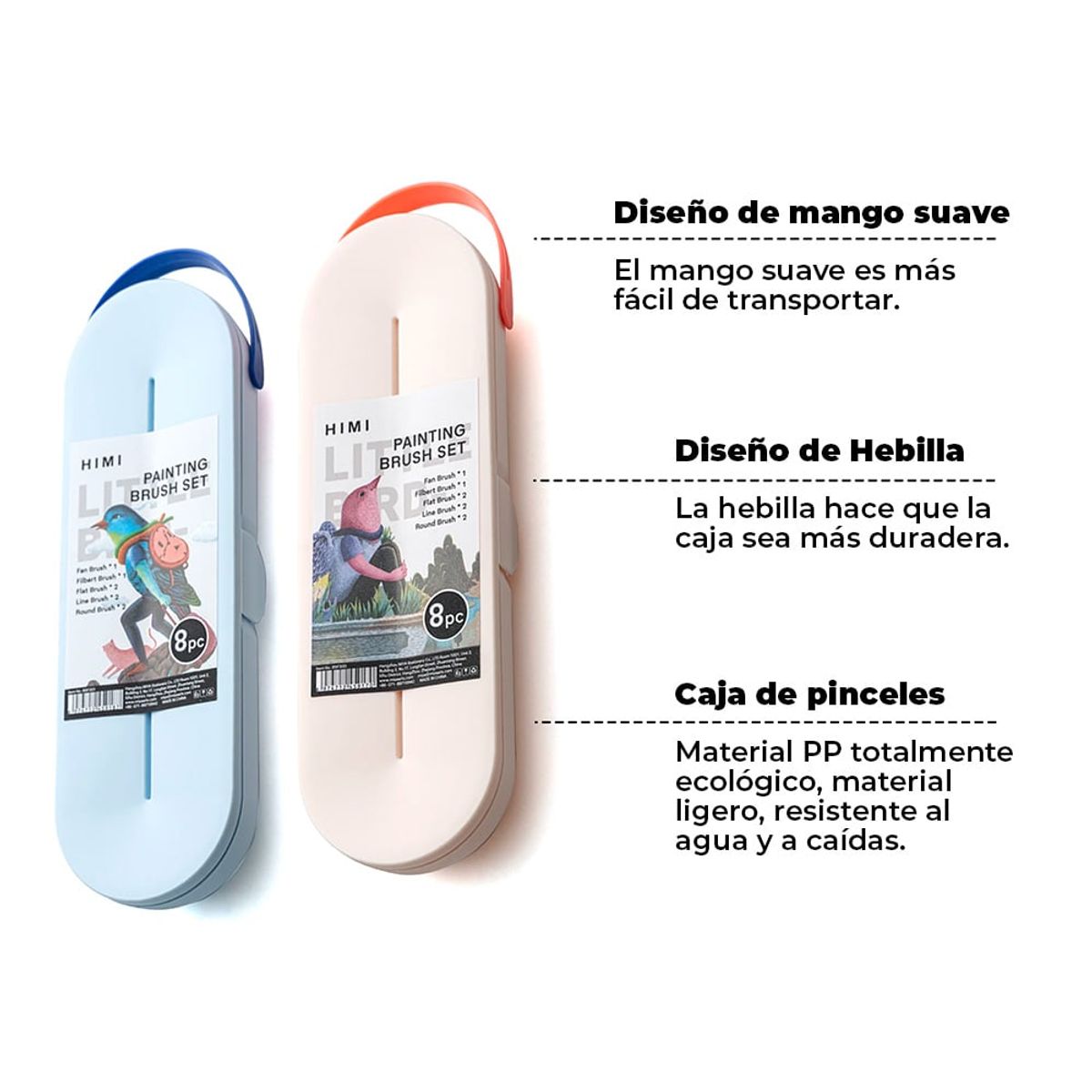 HIMI - HIMI SET DE 8 PINCELES MULTIFORMA ROSADO