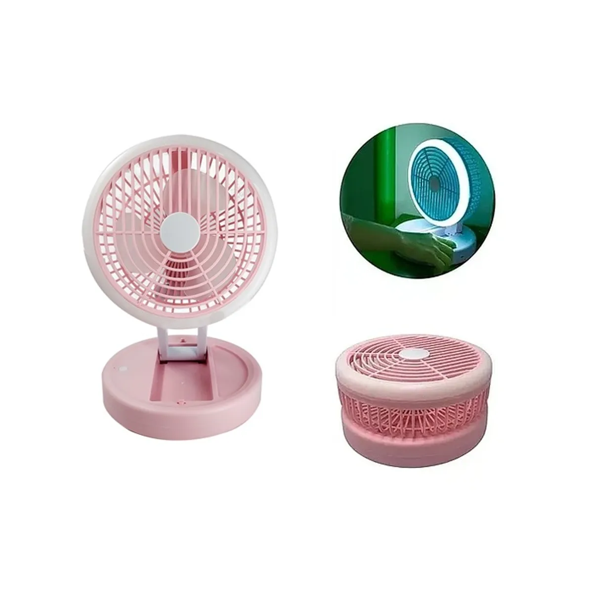 GENERICO - Ventilador Recargable Multifunción Con Luz Led