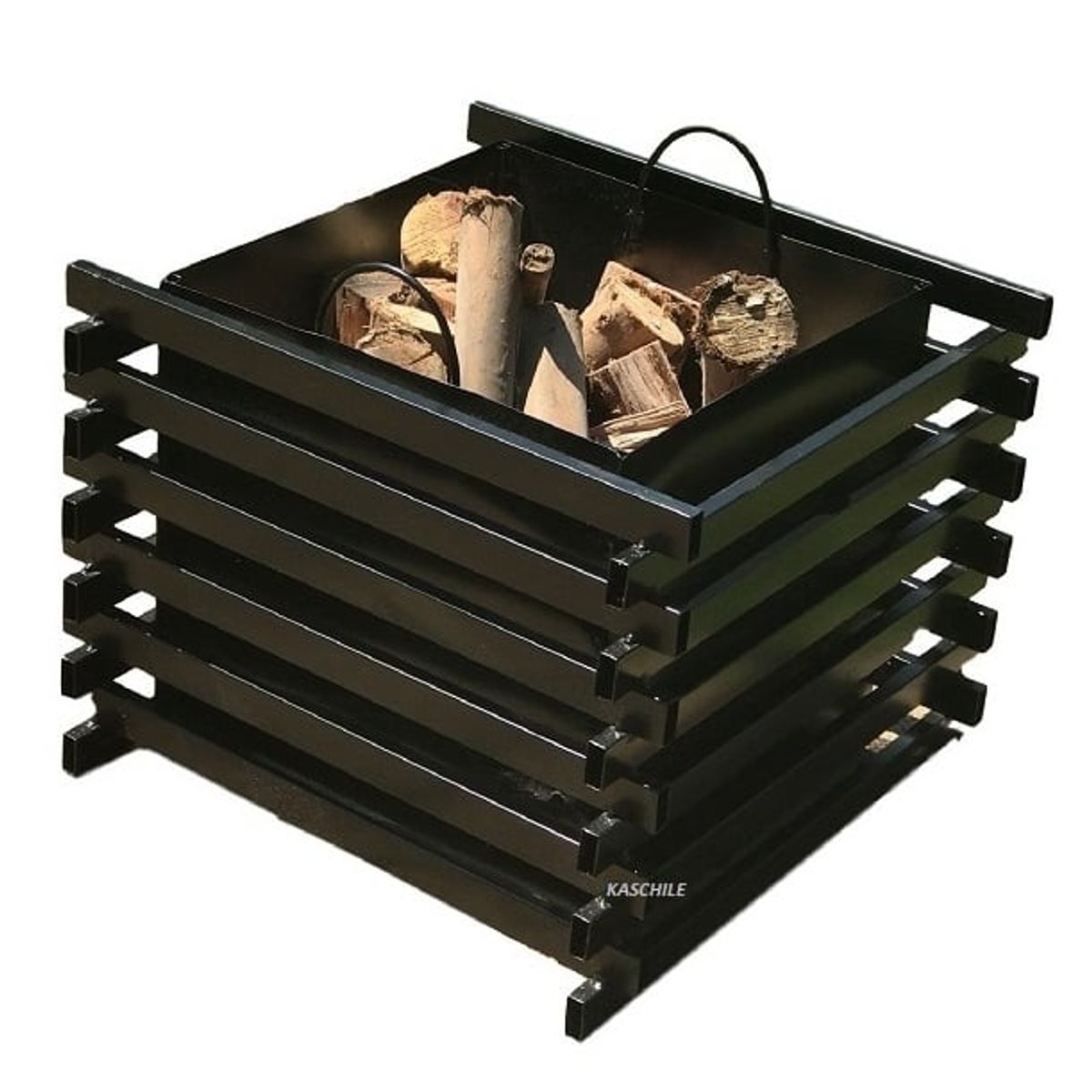 KAS - Brasero Fogón Cuadrado Negro Para Leña o Carbón