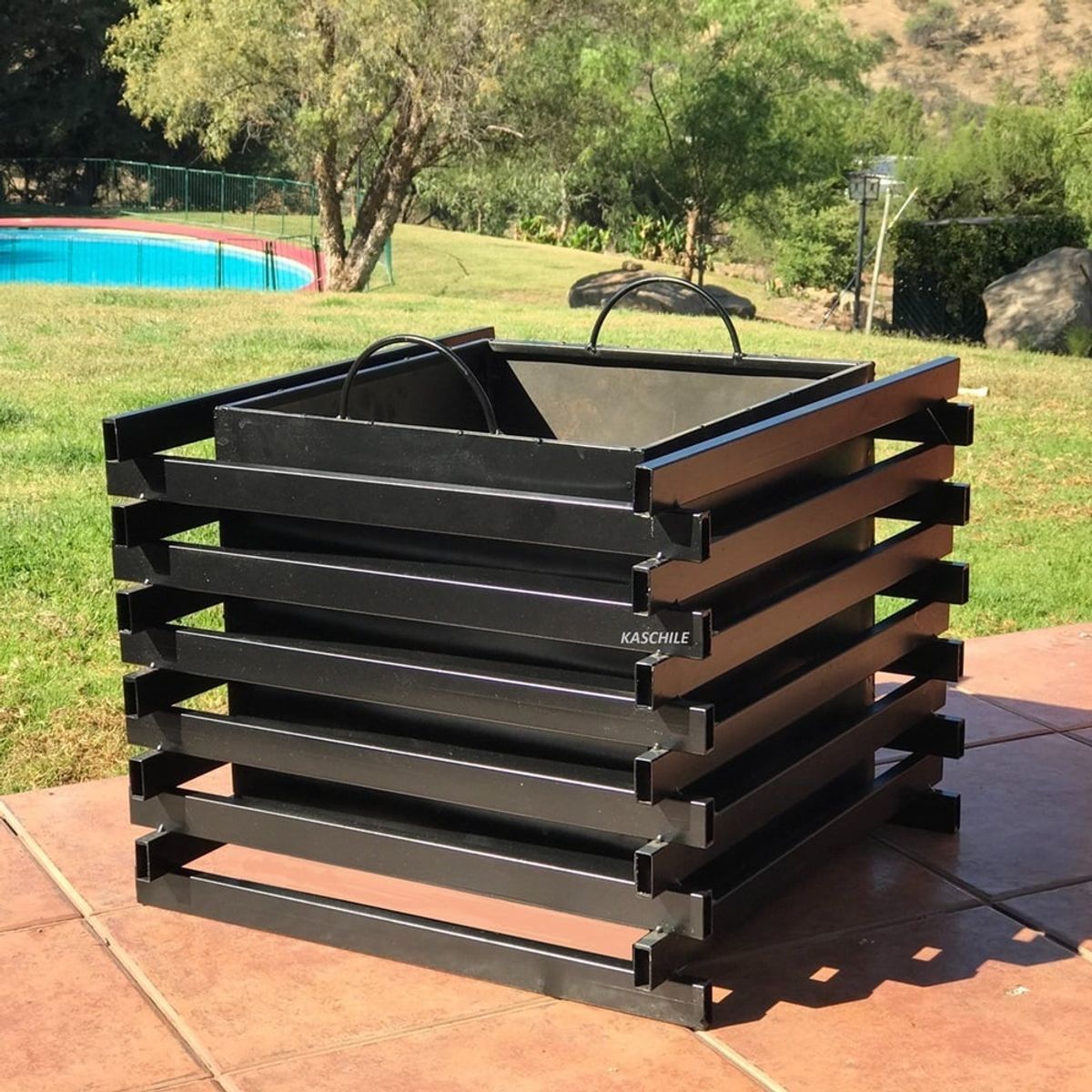 KAS - Brasero Fogón Cuadrado Negro Para Leña o Carbón