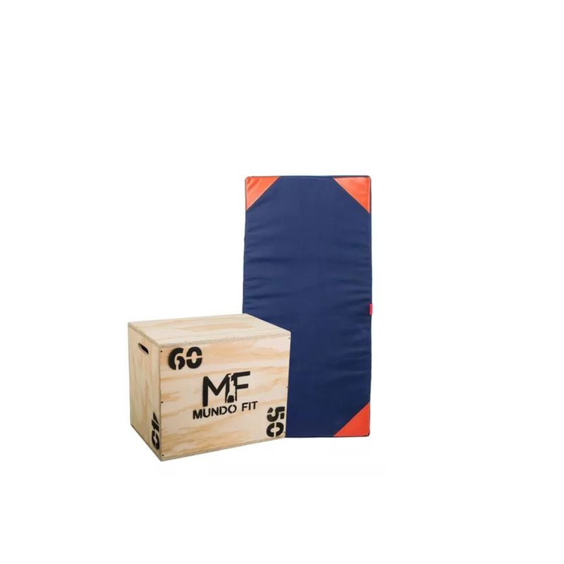 GENERICO - Cajón Pliométrico 50x60cm + Colchoneta Oxford 150x50x5cm Gym