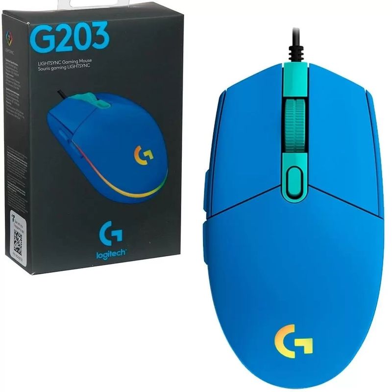 LOGITECH - Mouse Gamer Logitech G203 LIGHTSYNC 8000dpi RGB Azul - Azul