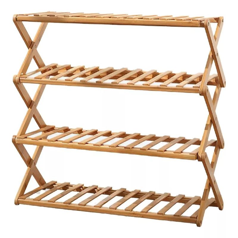 GENERICO - Zapatero Organizador Plegable De 4 Niveles Madera 66x26x72cm