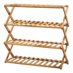 GENERICO - Zapatero Organizador Plegable De 4 Niveles Madera 66x26x72cm