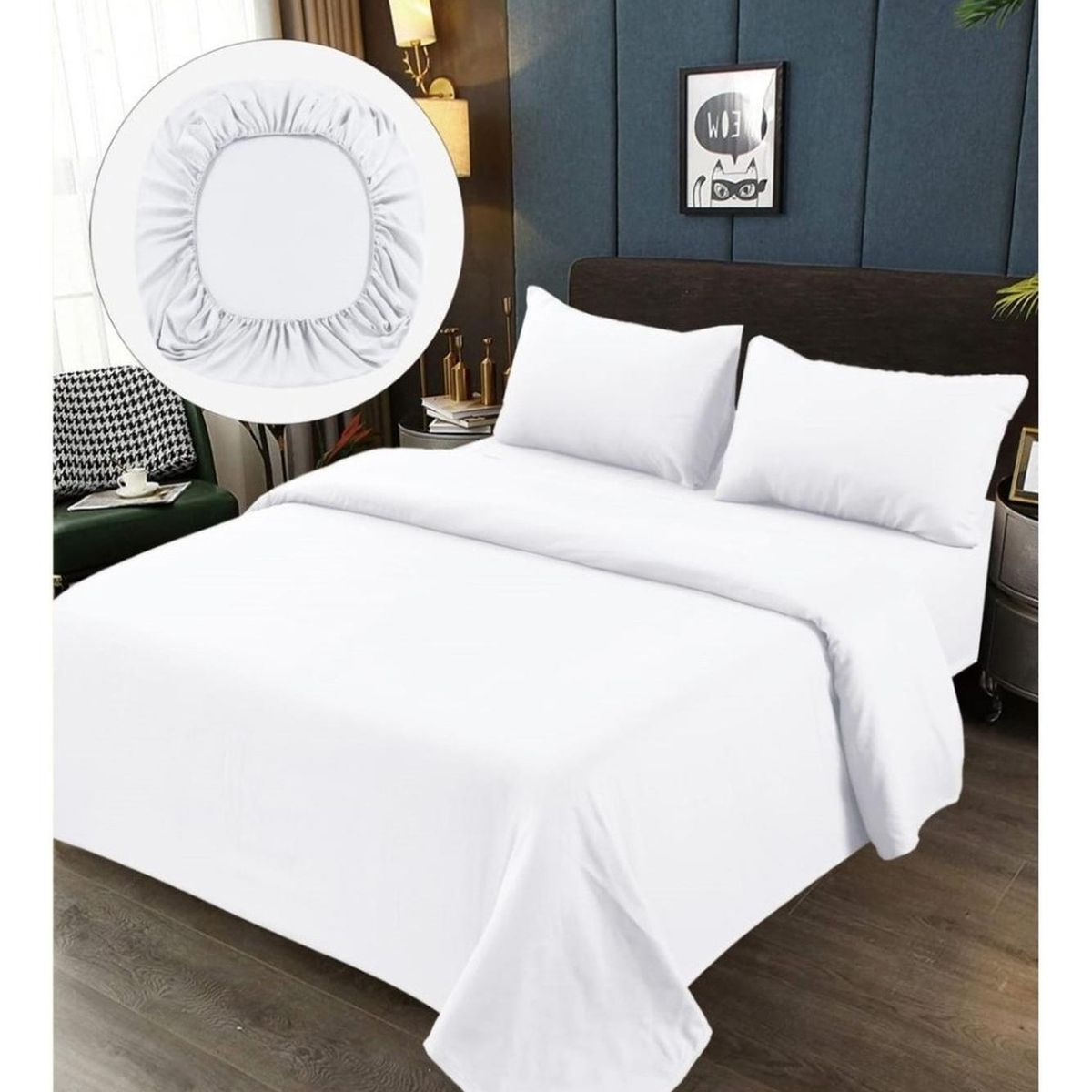 GENERICO - Sabanas Premium Algodón 3.0 Plazas (super King) Blanca