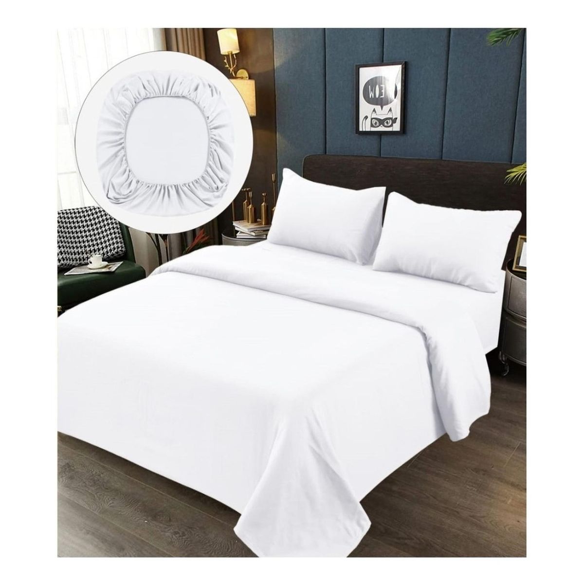 GENERICO - Sabanas Premium Algodón 3.0 Plazas (super King) Blanca