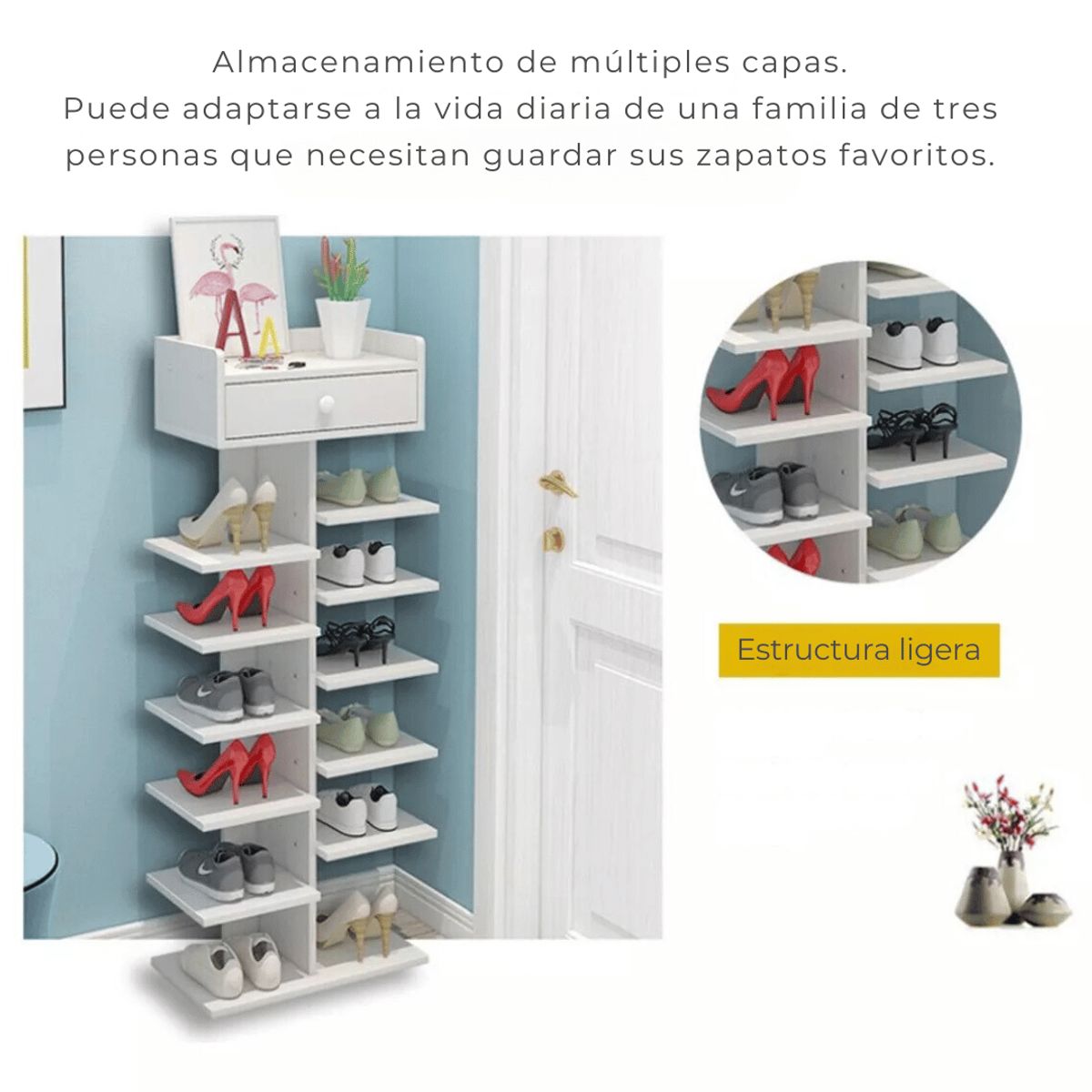 UTILISIMO - Zapatero Organizador Estante Zapatos 14 Pcs Hall Armario Color Blanco