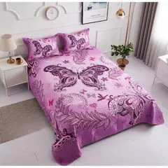 ANGELES DEL HOGAR - Cubrecama Quilt 2 Plaza Diseño Mariposa Lila WM-69