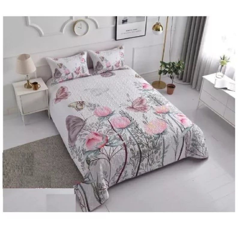 ANGELES DEL HOGAR - Cubrecama Quilt 2 Plaza  Diseño Mariposas   WM-65