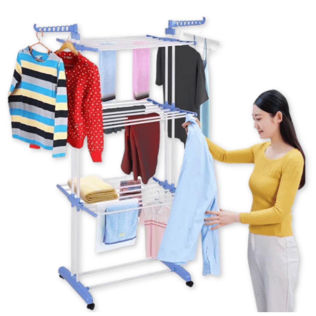 UTILISIMO - Tendedero Organizador Colgador Ropa Plegable 3 Niveles
