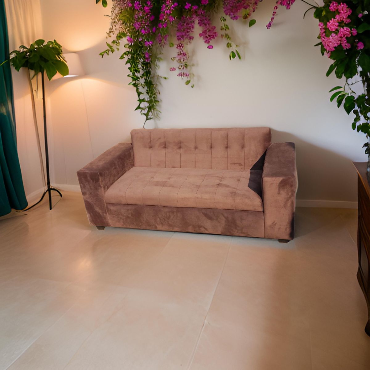 MUEBLES NEW - SOFA TRES CUERPOS CHOCOLATE FELPA..