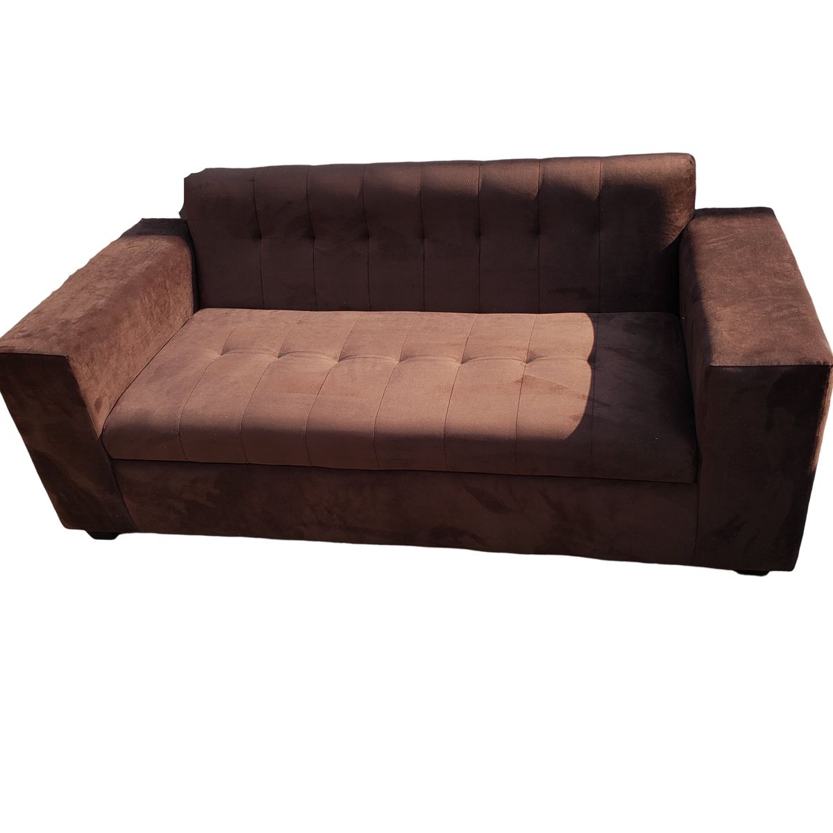 MUEBLES NEW - SOFA TRES CUERPOS CHOCOLATE FELPA..