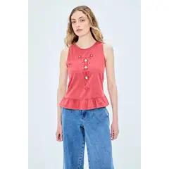 IO - Polera Sin Mangas Burdeo Mujer
