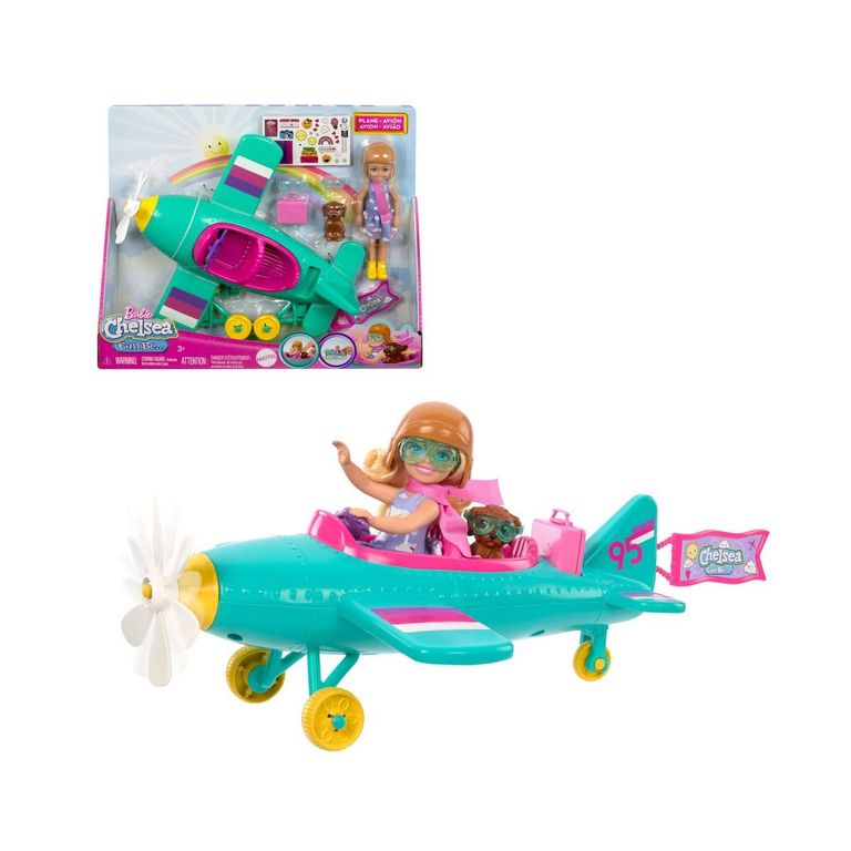 Muneca Chelsea piloto de avion con accesorios