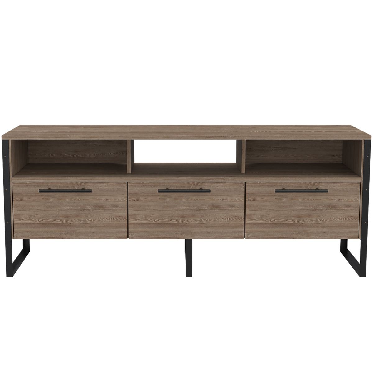FMFURNITURE - Rack TV 60" Con 3 Puertas Y 3 Repisas Fm-009C - Cafe Claro