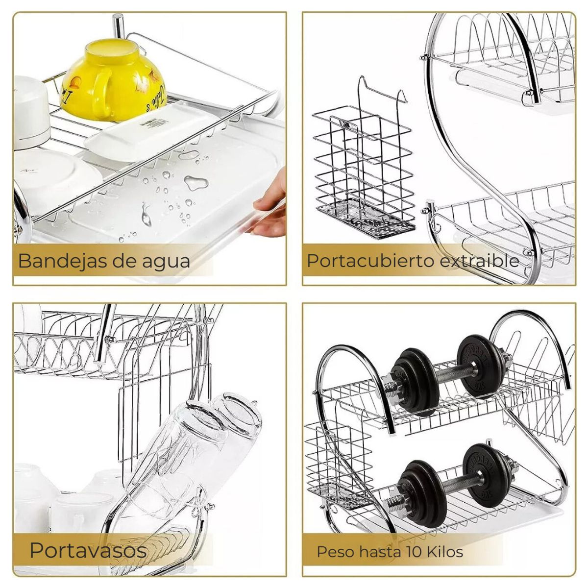 UTILISIMO - Escurridor Trastes Platos Fregadero Acero Inoxidable Moderno