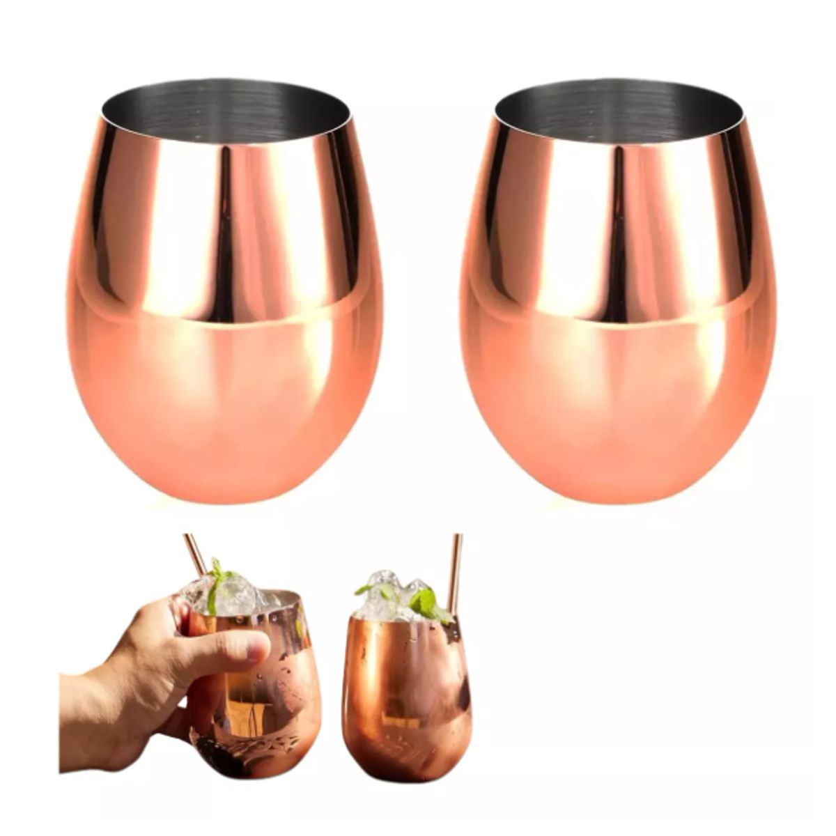 GENERICO - 2 Vasos Lisos Mugs Copas Coctel 500ml