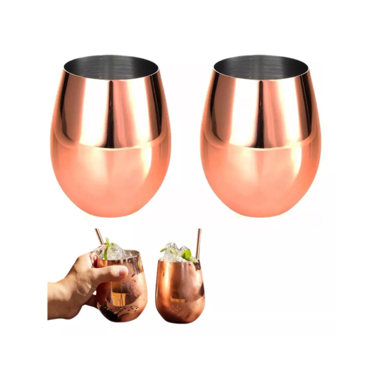 GENERICO - 2 Vasos Lisos Mugs Copas Coctel 500ml