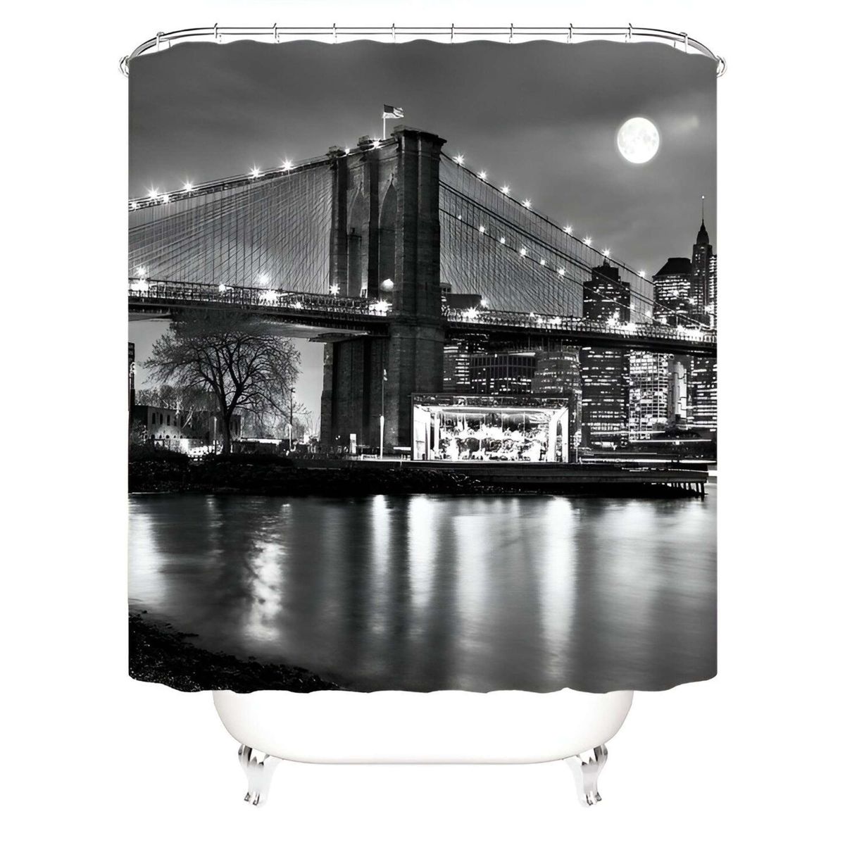 GENERICO - CORTINA DE BAÑO IMPERMEABLE MÁS FORRO DE DUCHA 180x180 cm