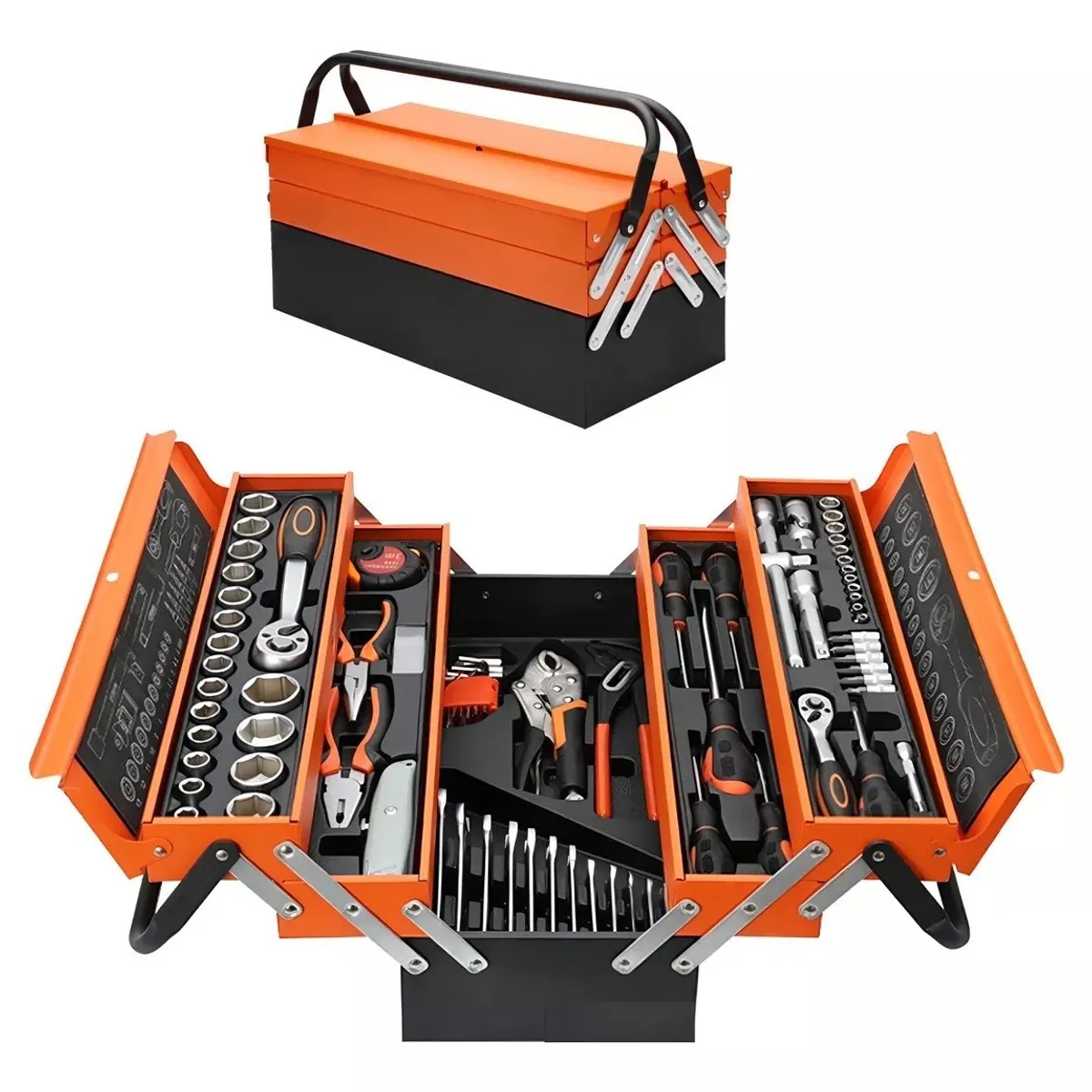 GENERICO - Caja De Herramientas Set 85 Pieza Plegable 5 Niveles Metal