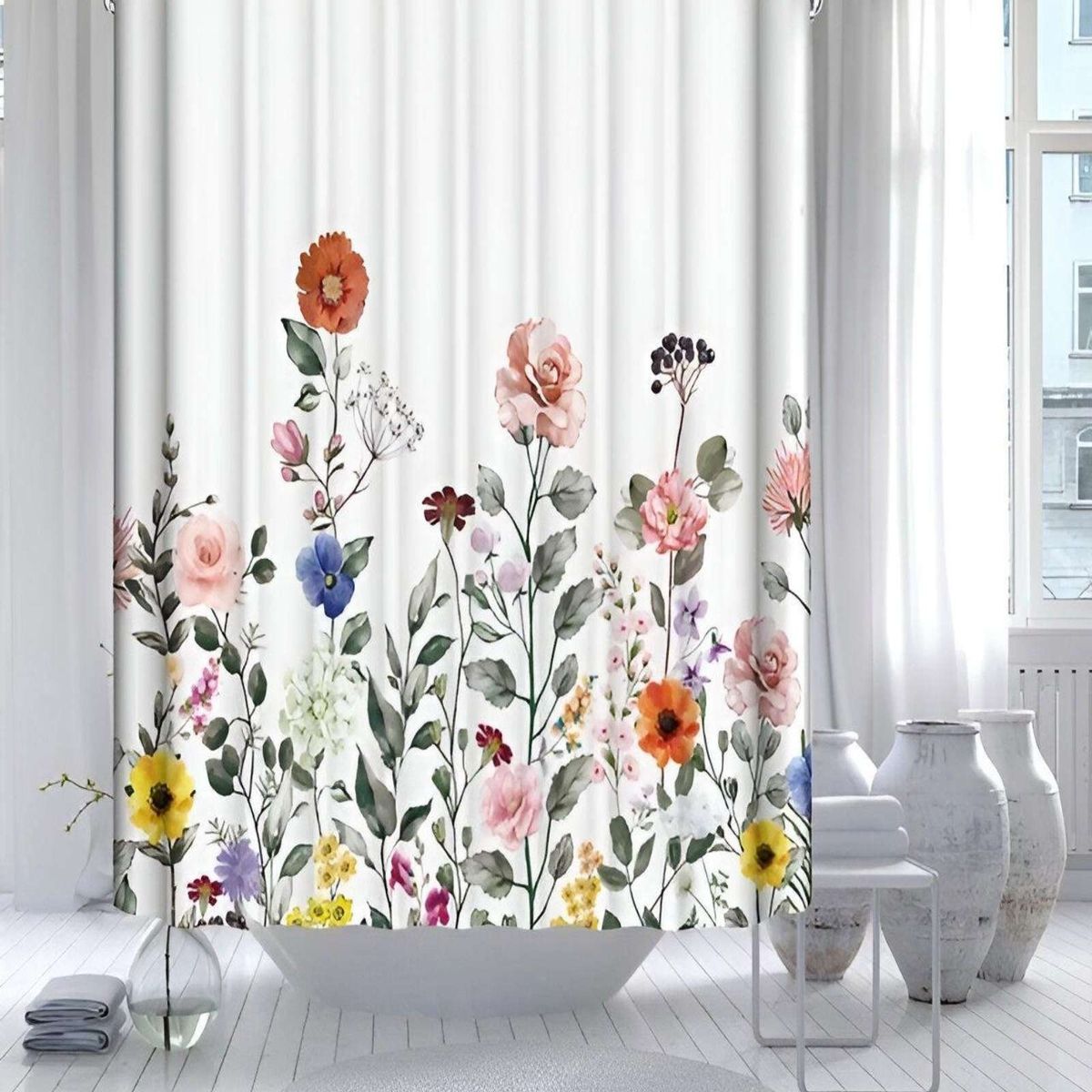 GENERICO - CORTINA DE BAÑO IMPERMEABLE MÁS FORRO DE DUCHA 180x180 cm