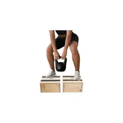GENERICO - Kettletbell 4kg De Goma + Par De Minibox Madera Crossfit Gym