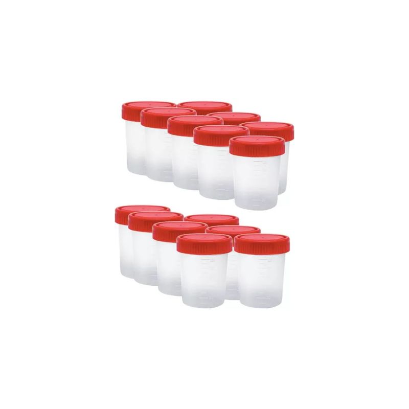 GENERICO - Frasco Tapa Roja 100ml Estéril Muestra De Orina Pack 15ú