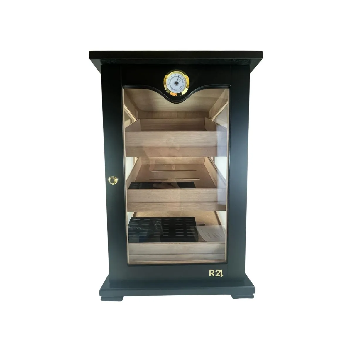 GENERICO - GABINETE HUMIDOR DE PUROS MADERA CAOBA 3 NIVELES CON HIGROMETRO