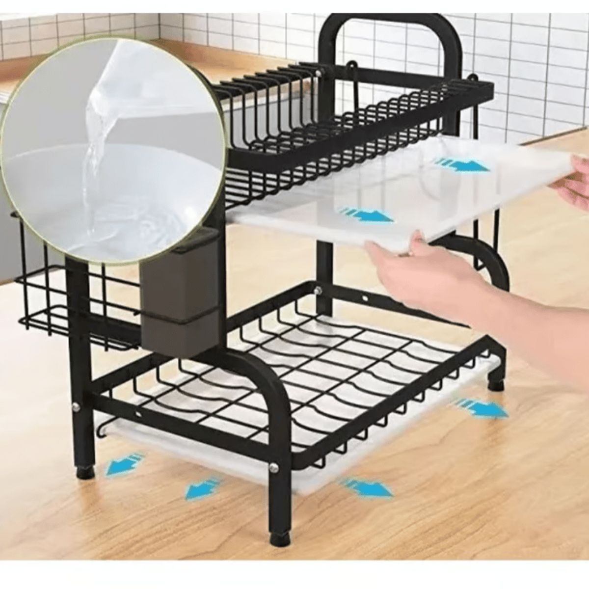 GENERICO - Escurridor De Platos 2 Niveles De Metal Acero Inoxidable