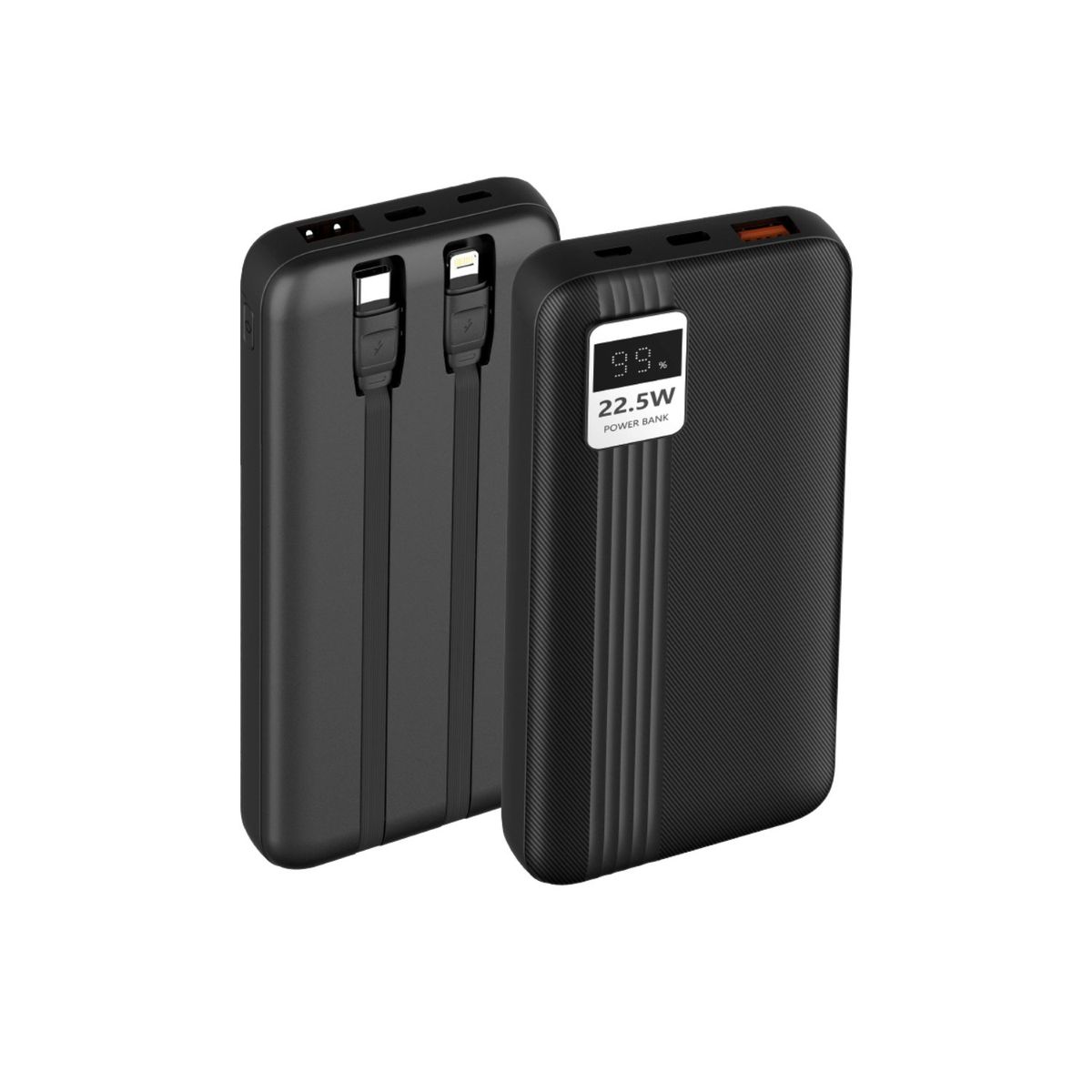 TECNOLAB - Power Bank 10000mAh 22.5W + 2 Cables Incluidos Negro - SC
