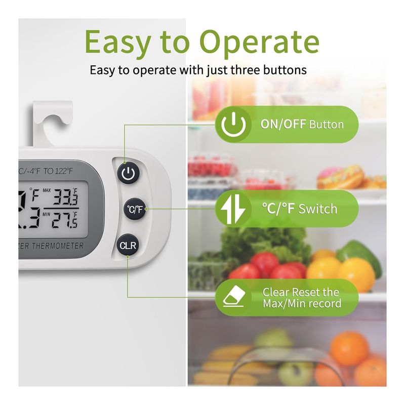 GENERICO - 2pcs Termómetro Para Heladera Digitales Para Cocina Blanco