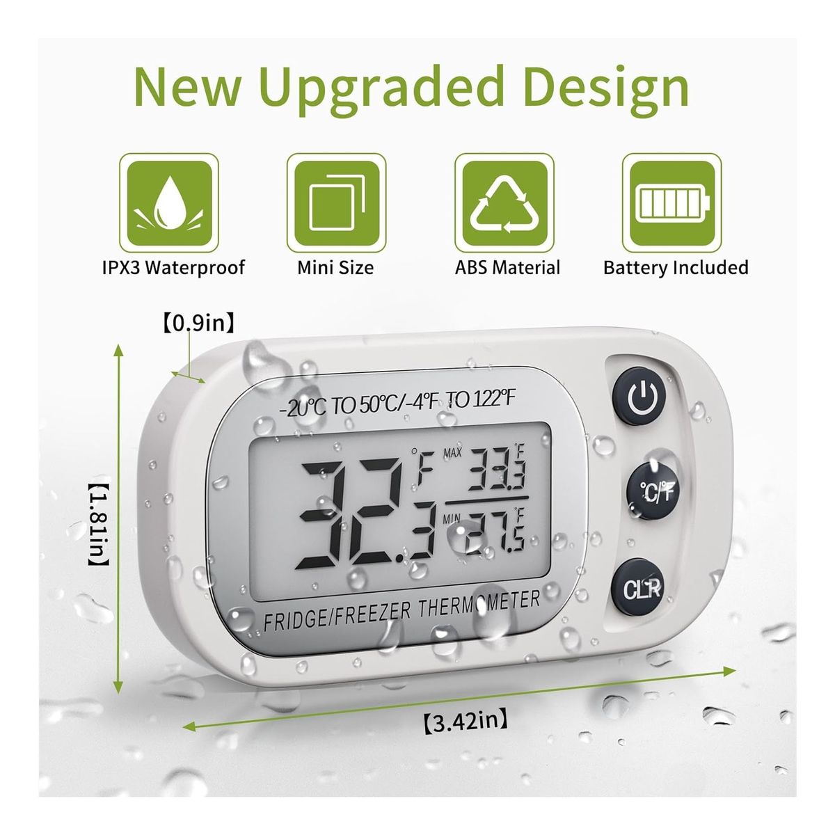 ATURE - 2pcs Termómetro Para Heladera Digitales Para Cocina Blanco